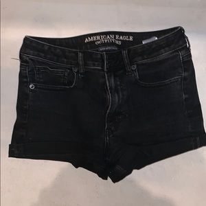 American eagle black high rise jean shorts